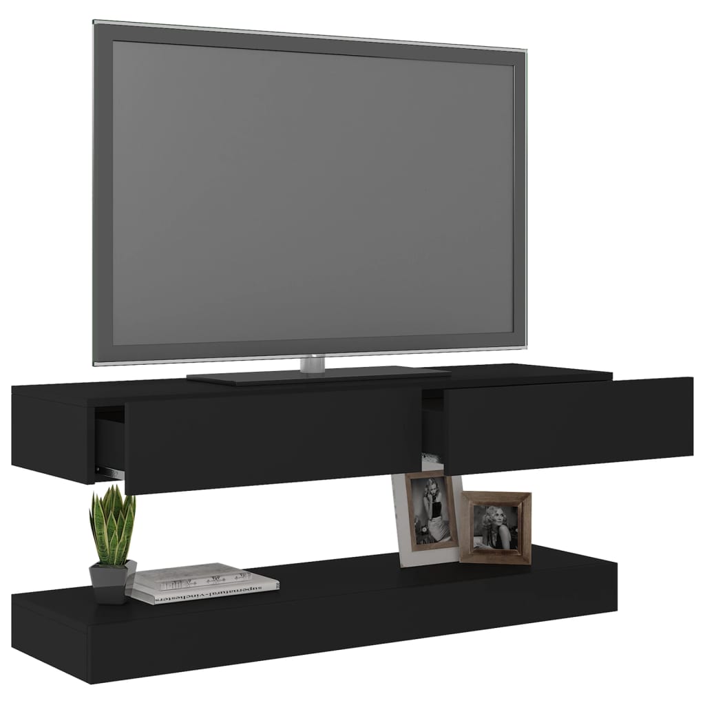 vidaXL TV-bänk med LED-belysning svart 120x35 cm