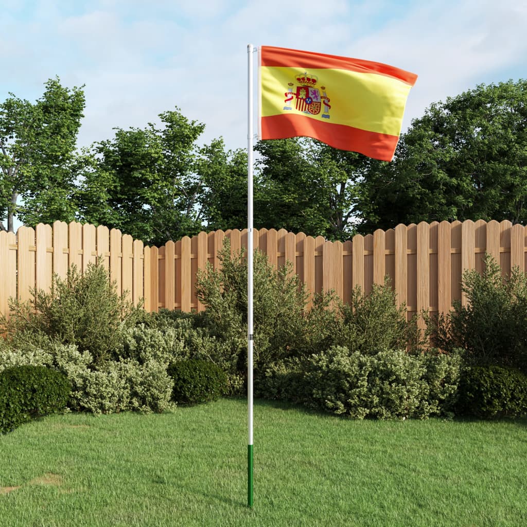 vidaXL Spaniens flagga och flaggstång i aluminium 4 m