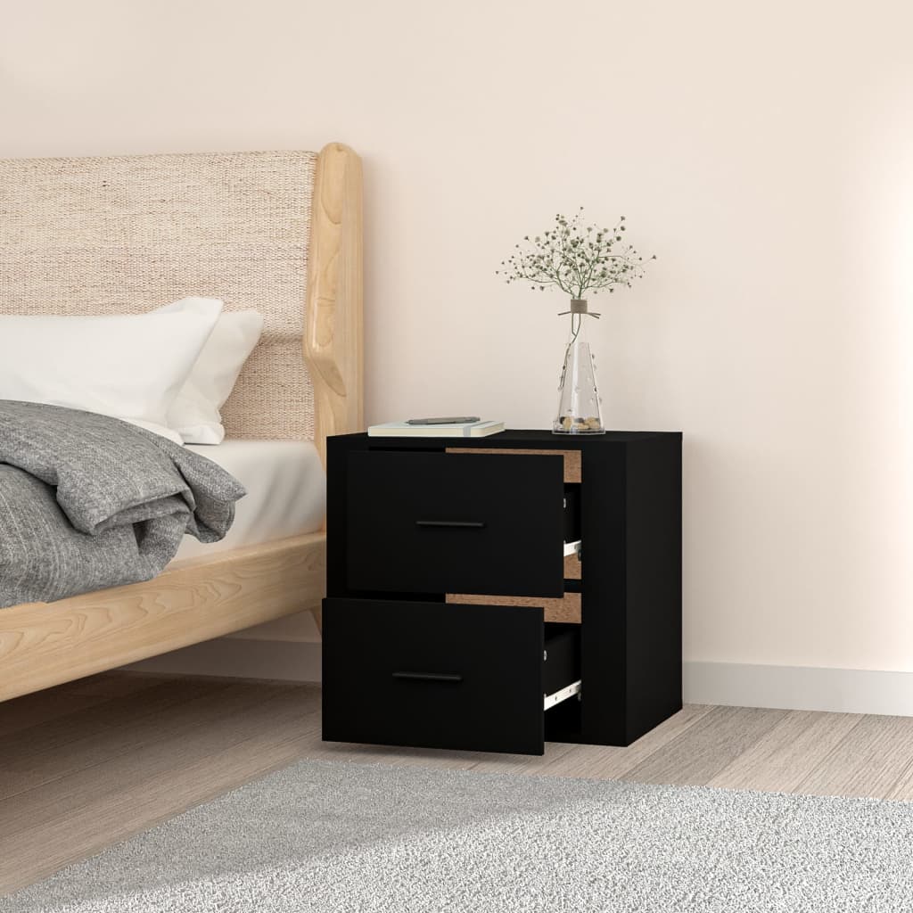 vidaXL Väggmonterade sängbord svart 50x36x47 cm