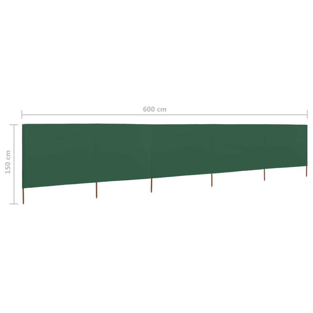 vidaXL Vindskydd 5 paneler tyg 600x120 cm grön