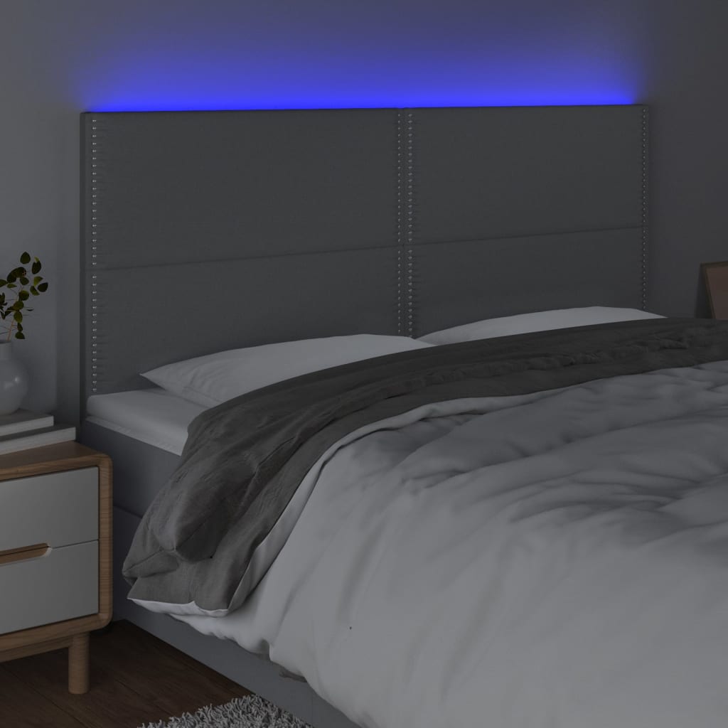 vidaXL Sänggavel LED ljusgrå 160x5x118/128 cm tyg