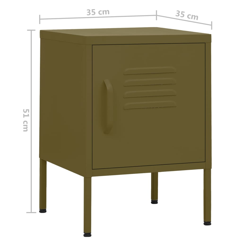 vidaXL Sängbord 2 st olivgrön 35x35x51 cm stål