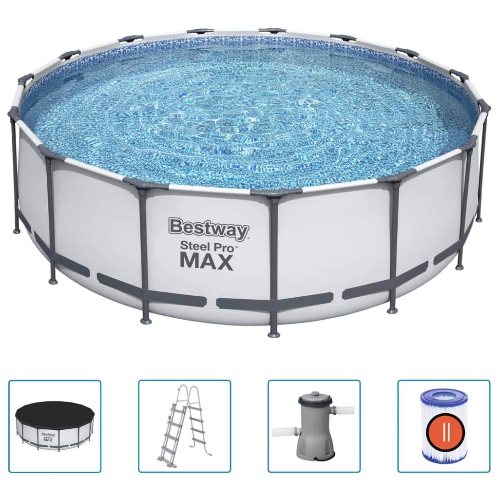 Bestway Pool Steel Pro MAX rund med tillbehör 457x122 cm
