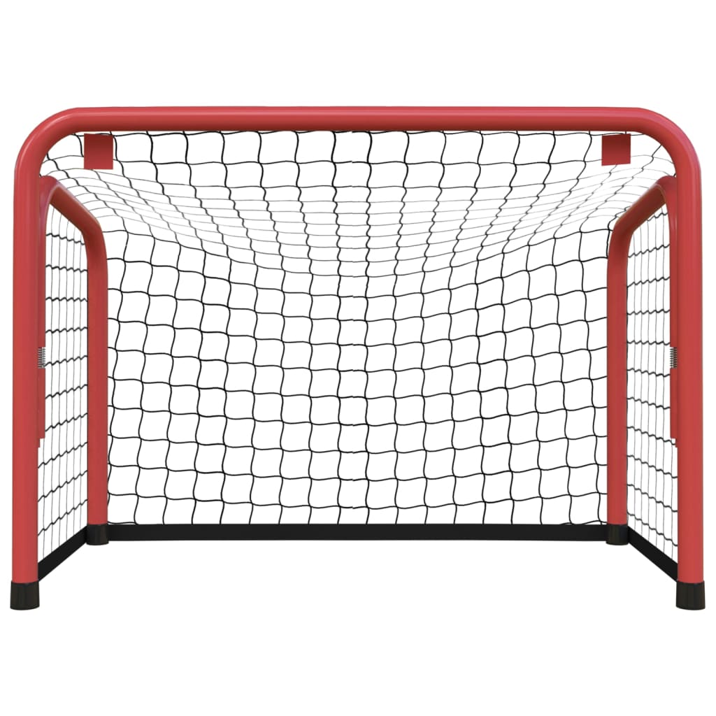 vidaXL Hockeymål med nät röd&svart 68x32x47cm stål&polyester