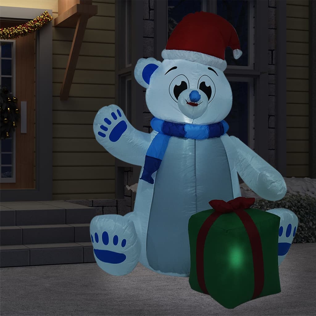 vidaXL Juldekoration uppblåsbar isbjörn LED inomhus och utomhus 2,4 m