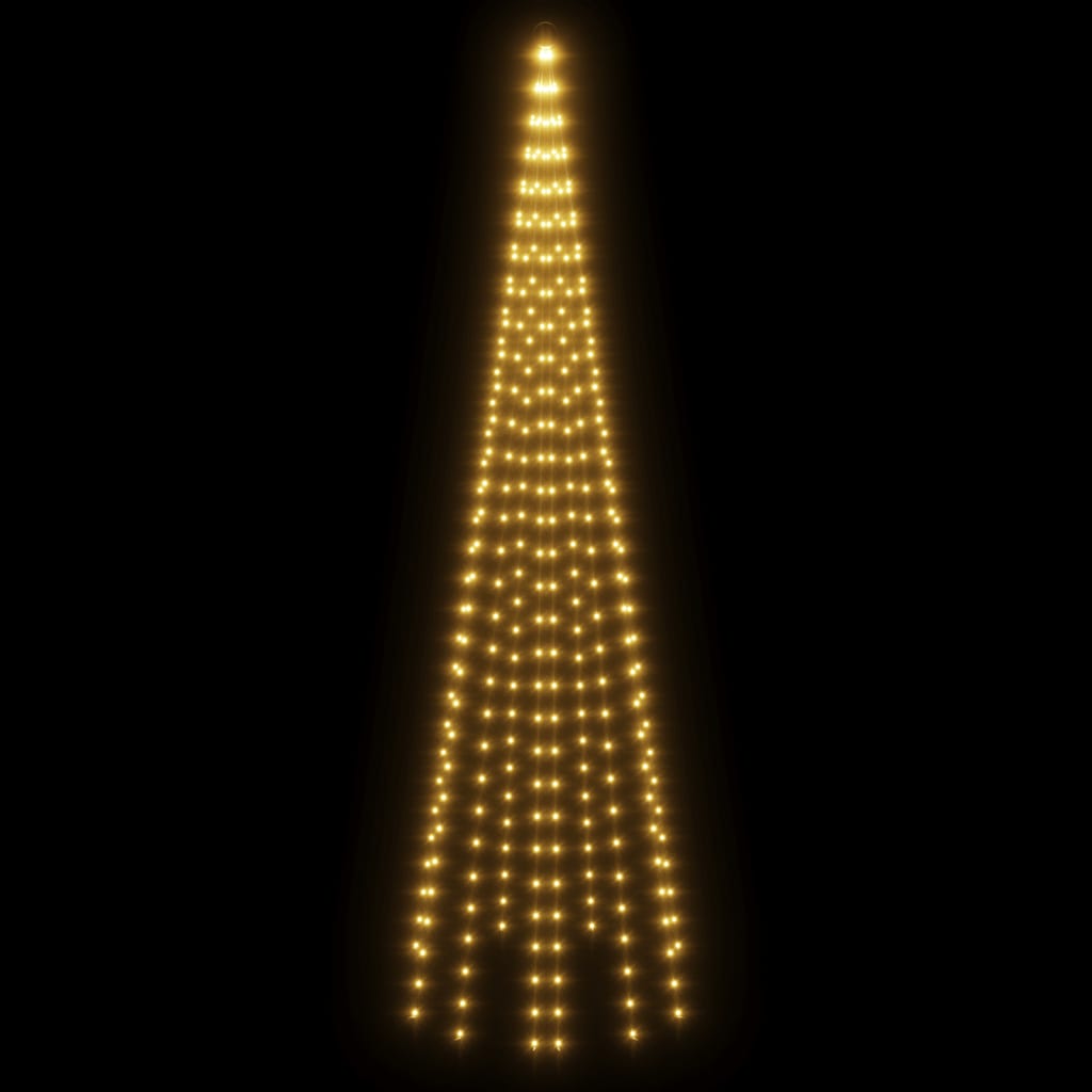 vidaXL Julgran på flaggstång varmvit 310 LEDs 300 cm
