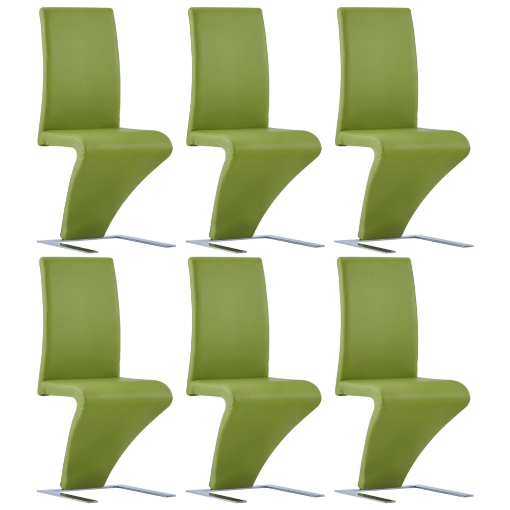vidaXL Matstolar med sicksack-form 6 st grön konstläder