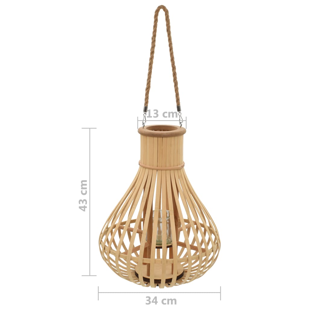 vidaXL Hängande ljuslykta bambu naturlig