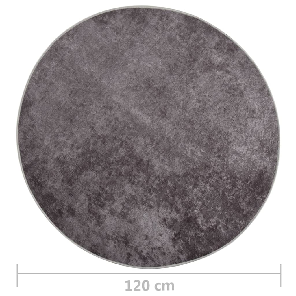 vidaXL Matta tvättbar φ120 cm grå halkfri