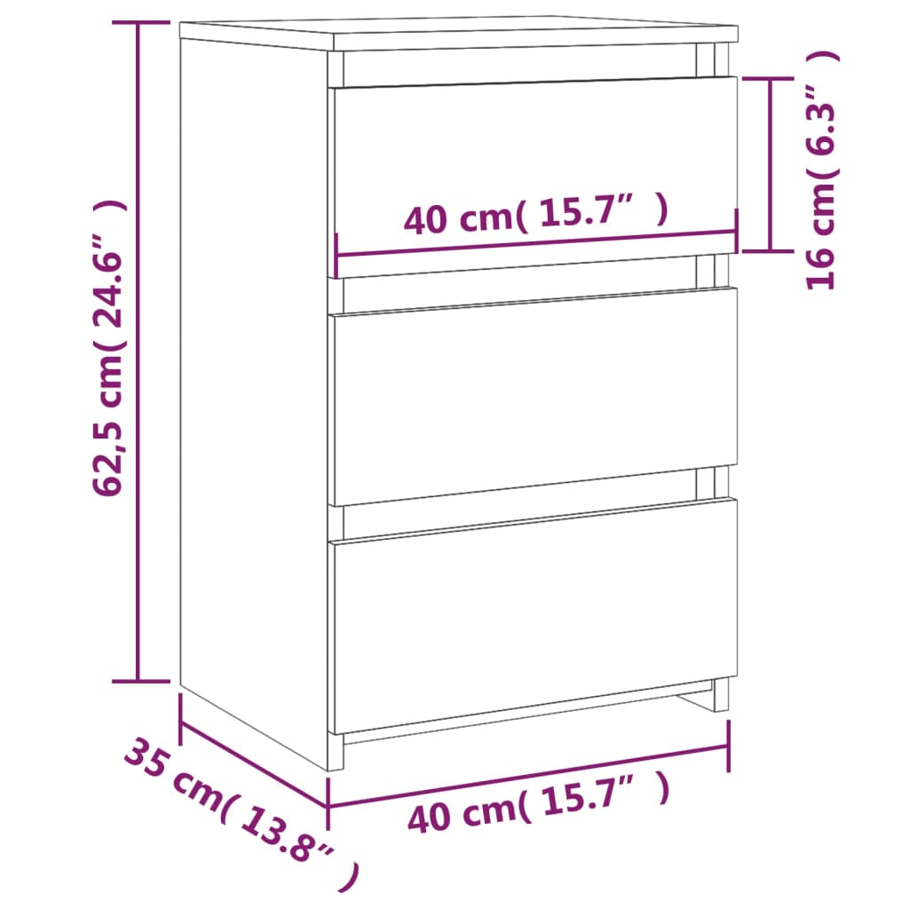 vidaXL Sängbord 2 st brun ek 40x35x62,5 cm konstruerat trä