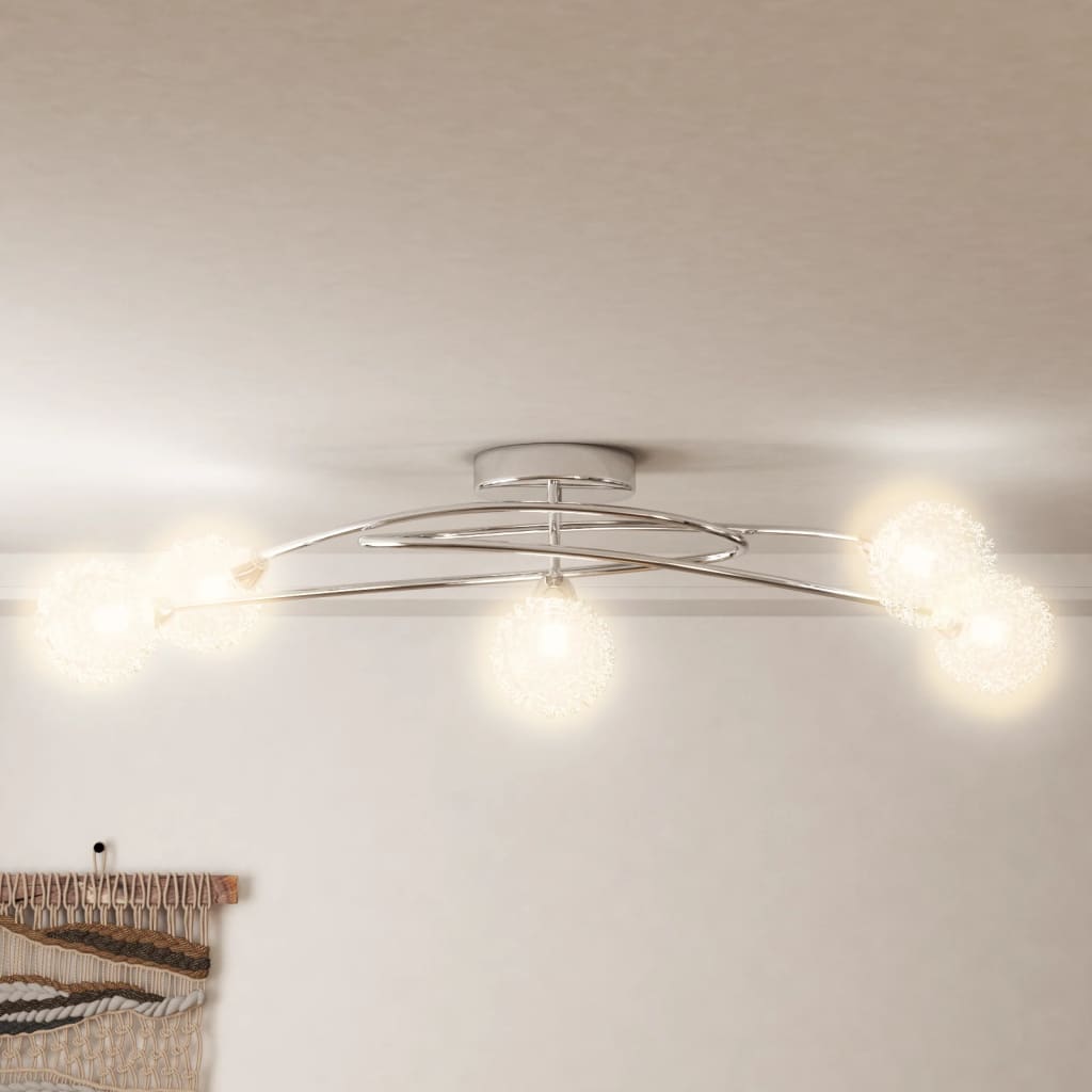 vidaXL Taklampa med lampskärmar i tråd för 5 G9 LED-lampor