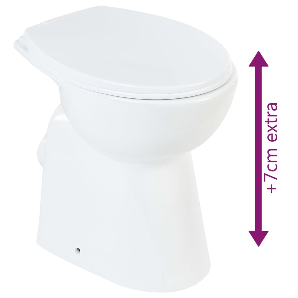 vidaXL Hög toalettstol 7 cm utan spolkant mjuk stängning keramisk vit