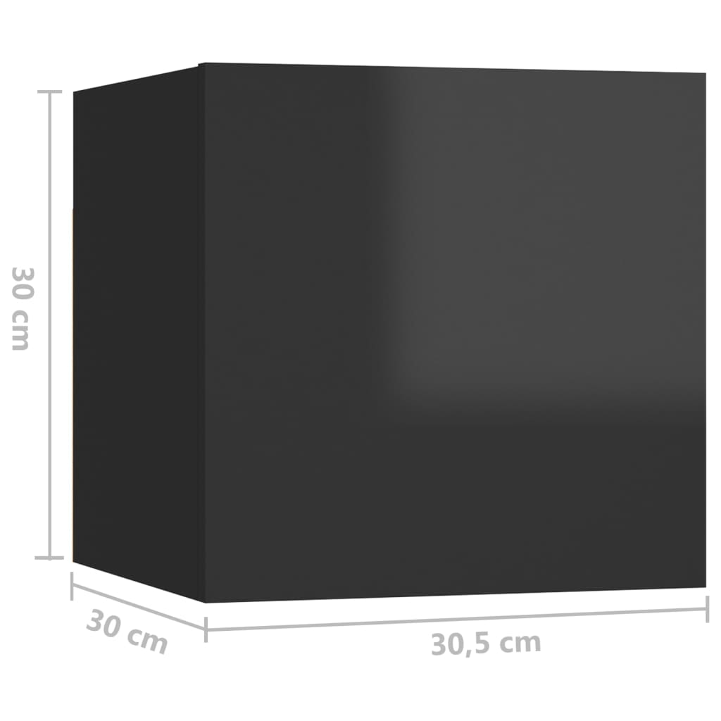 vidaXL Sängbord svart högglans 30,5x30x30 cm Konstruerat trä