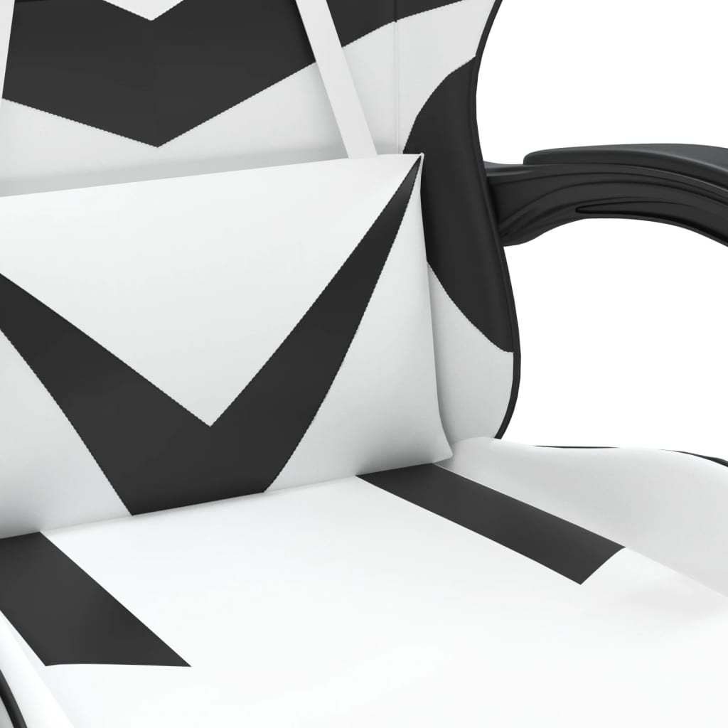 vidaXL Snurrbar gamingstol med fotstöd vit och svart konstläder
