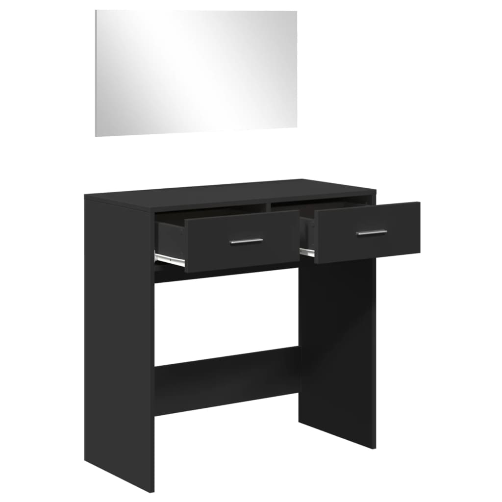 vidaXL Sminkbord med spegel svart 80x39x80 cm