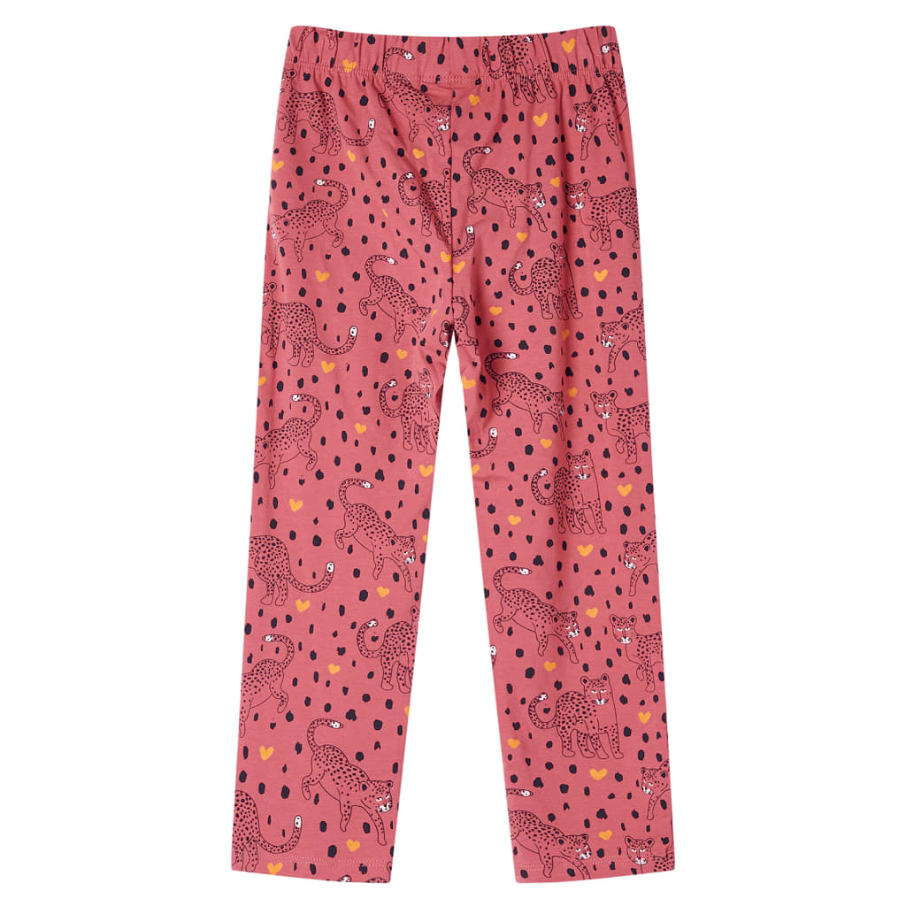 Pyjamas med långa ärmar för barn gammelrosa 128