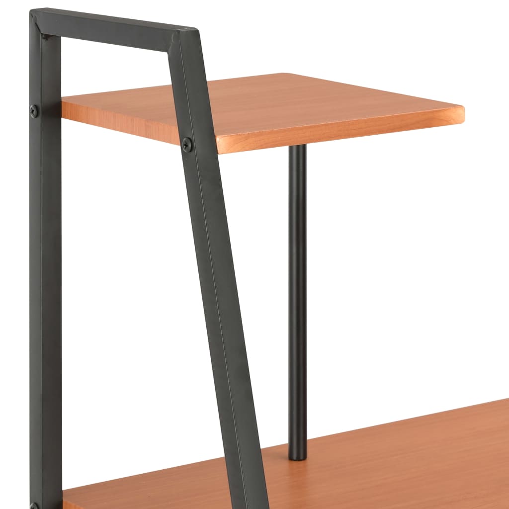 vidaXL Skrivbord med hyllenhet svart och brun 102x50x117 cm