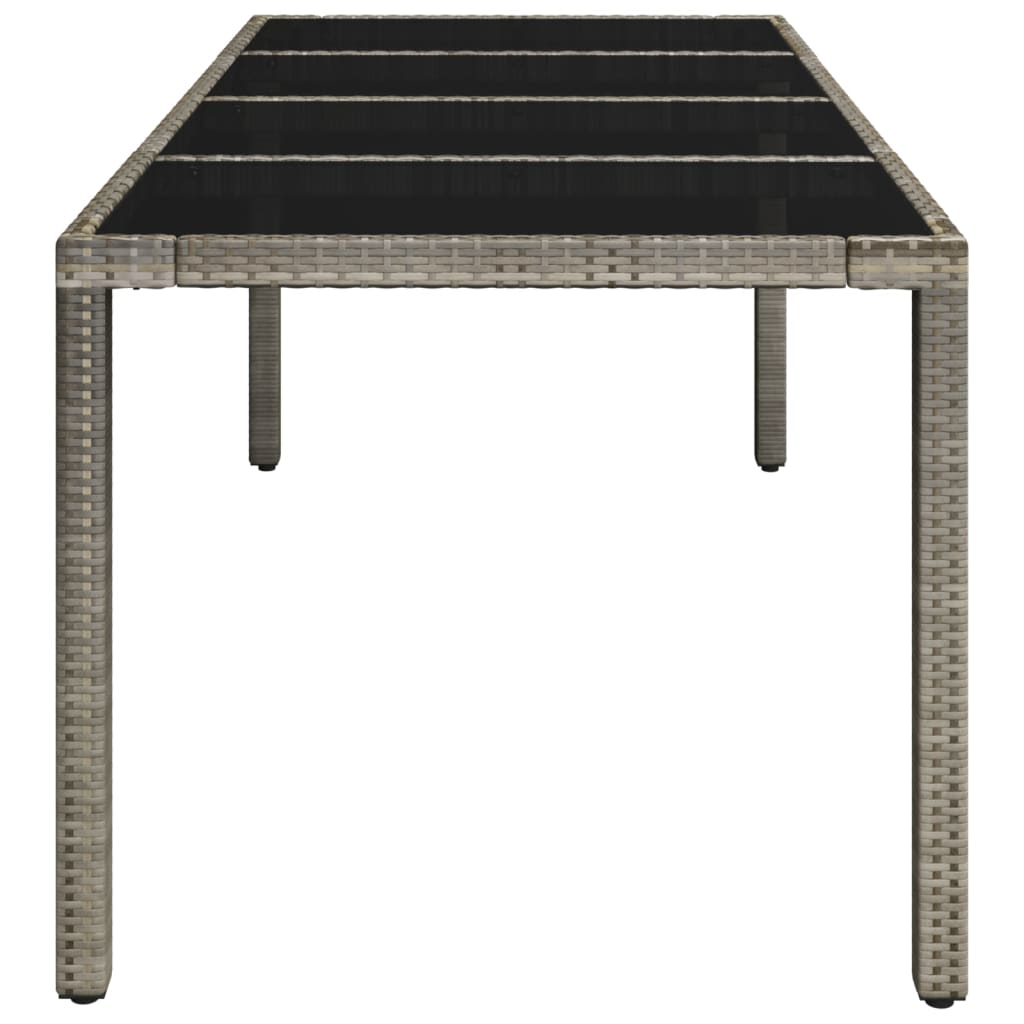 vidaXL Trädgårdsbord med glasskiva grå 190x90x75 cm konstrotting