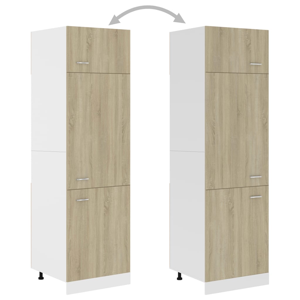 vidaXL Skåp för kylskåp sonoma-ek 60x57x207 cm konstruerat trä