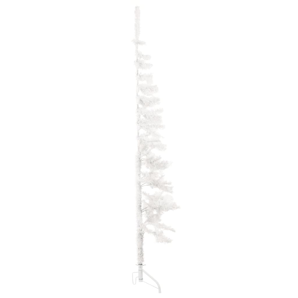 vidaXL Smal halv plastgran med stativ vit 150 cm