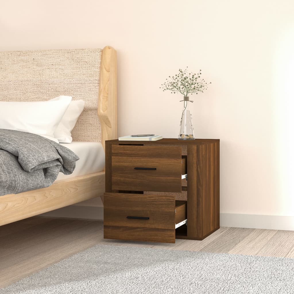 vidaXL Väggmonterat sängbord brun ek 50x36x47 cm