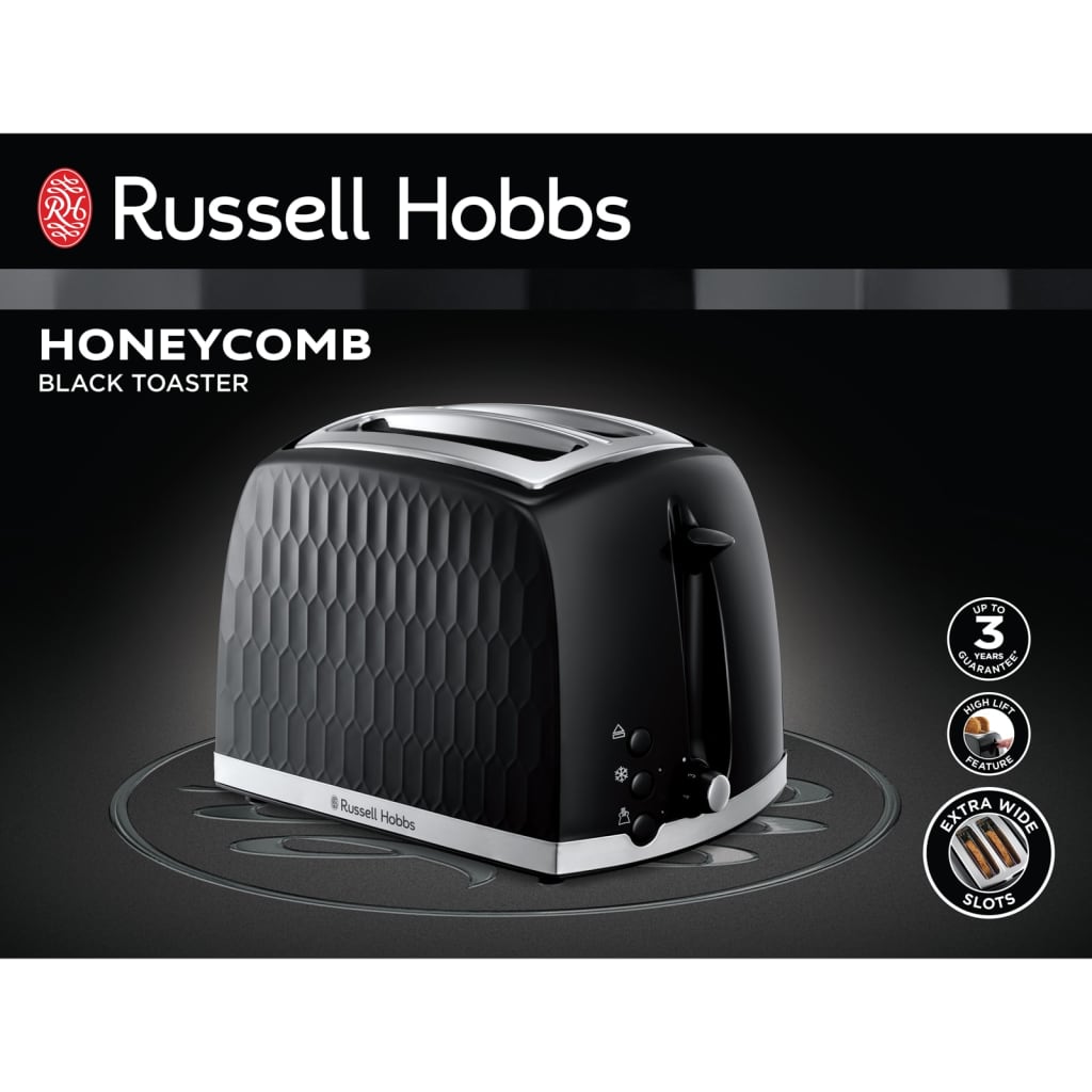 Russell Hobbs Brödrost för 2 skivor Honeycomb svart