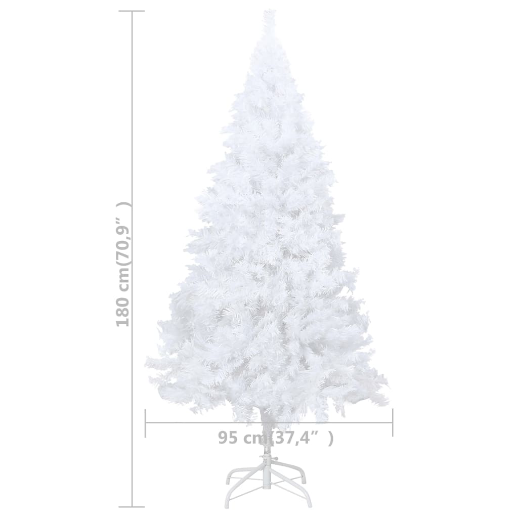 vidaXL Plastgran med LED och julgranskulor vit 180 cm PVC