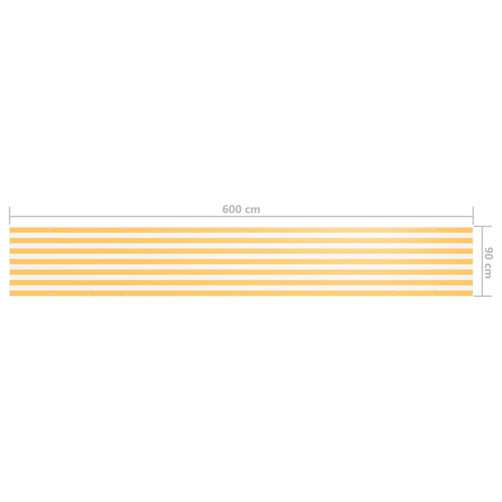 vidaXL Balkongskärm vit och gul 90x600 cm oxfordtyg