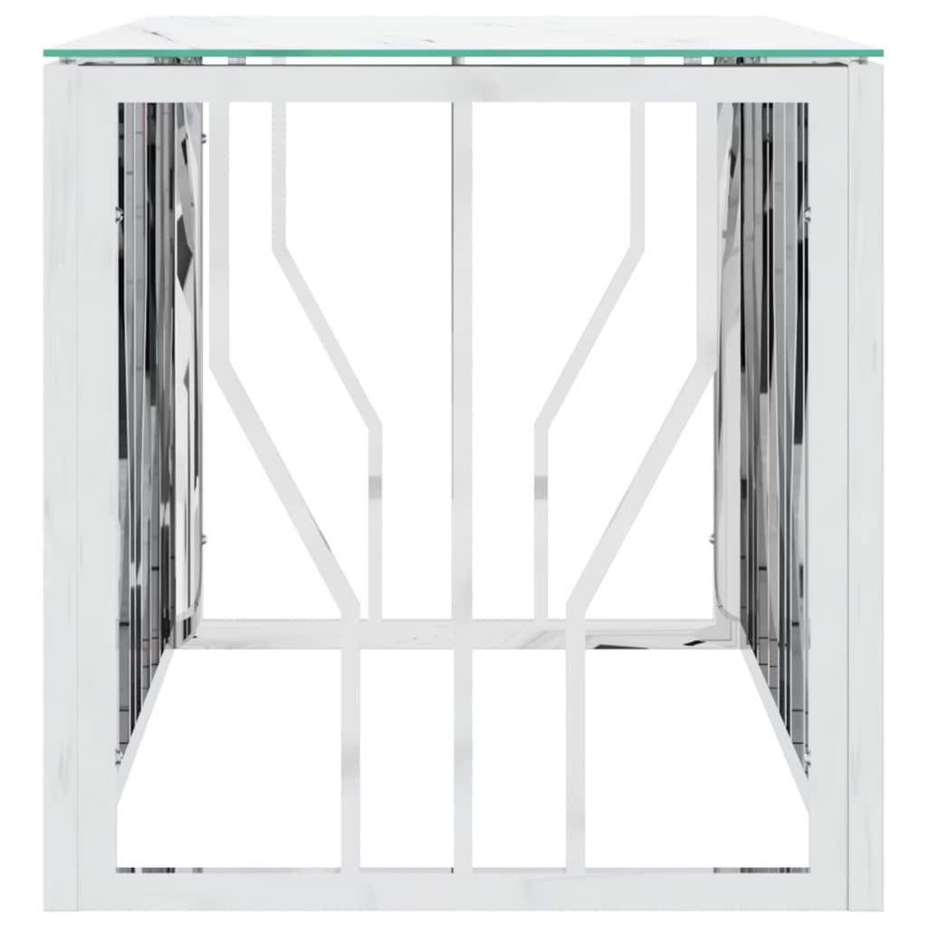 vidaXL Soffbord silver 110x45x45 cm rostfritt stål och glas
