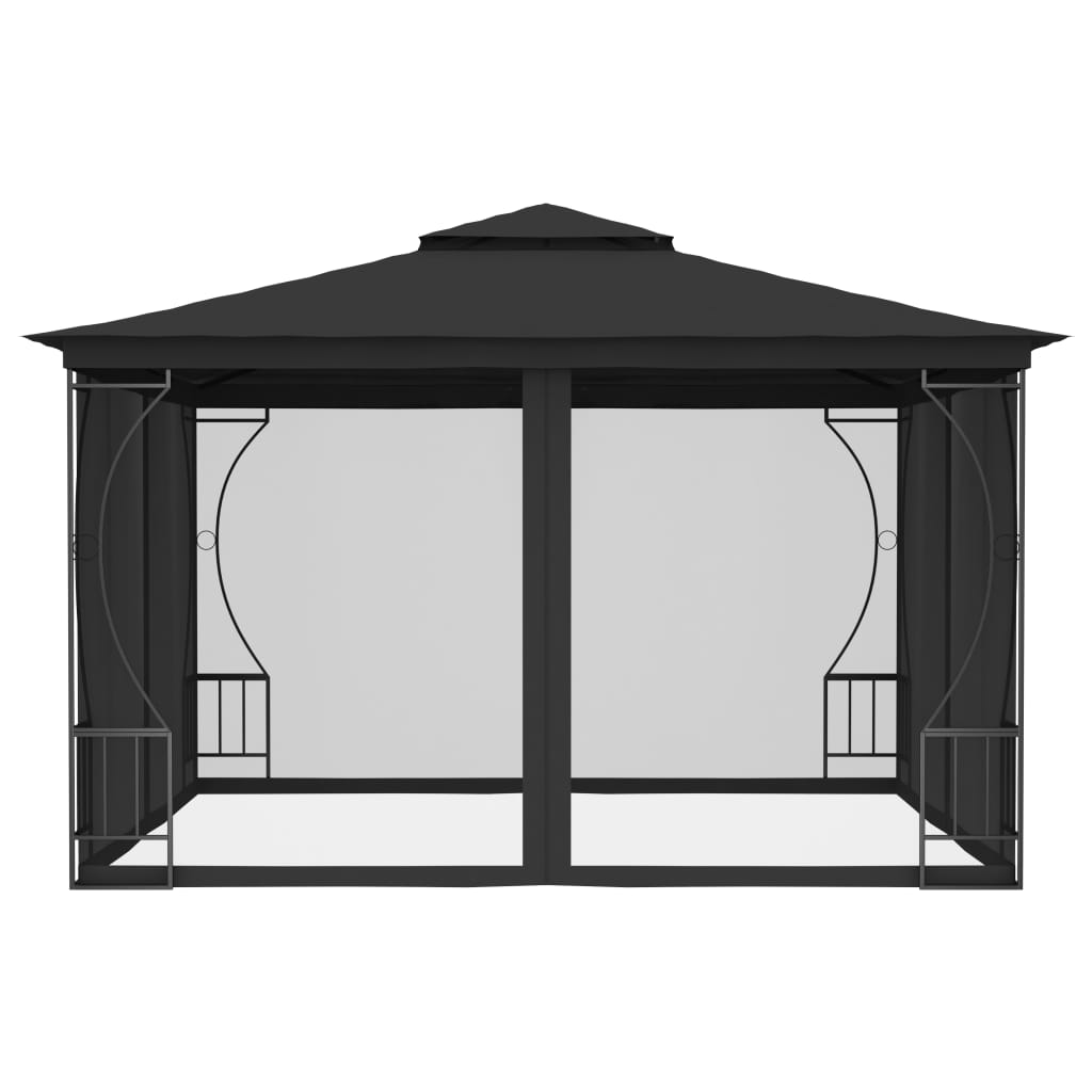 vidaXL Paviljong med nät 300x300x265 cm antracit