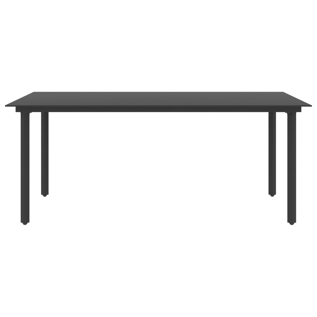 vidaXL Trädgårdsbord svart 190x90x74 cm stål och glas