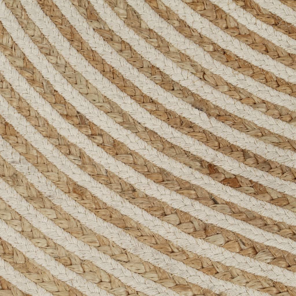 vidaXL Handgjord jutematta med spiraldesign vit 150 cm