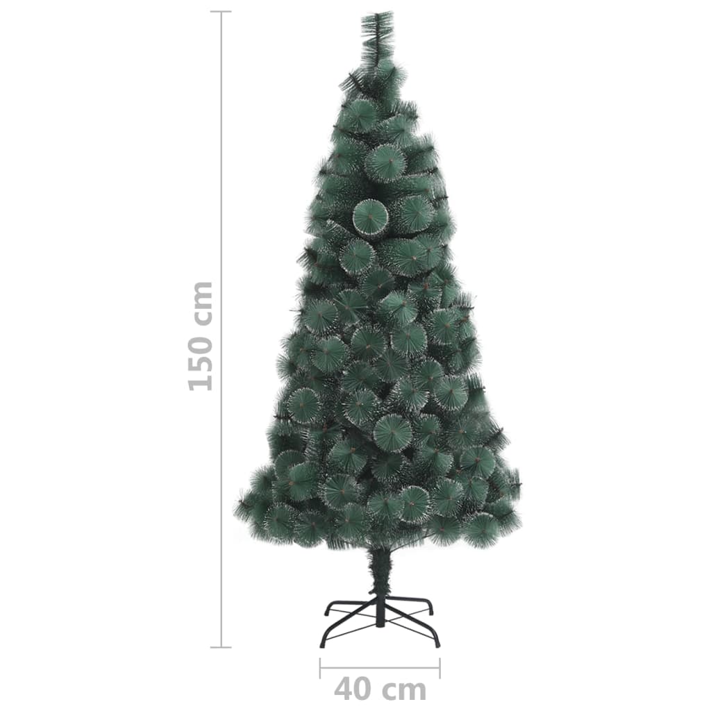 vidaXL Plastgran med LED och julgranskulor grön 150 cm PVC&PE