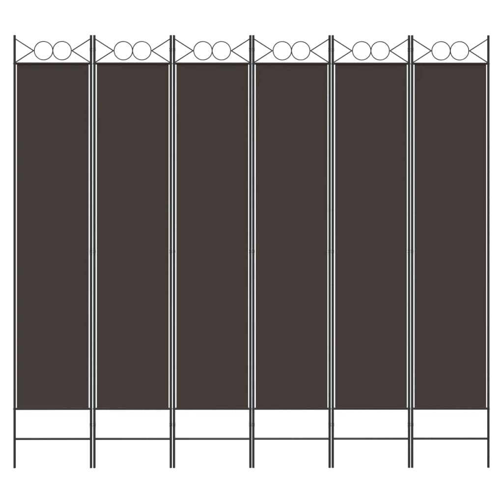 vidaXL Rumsavdelare 6 paneler brun 240x220 cm tyg