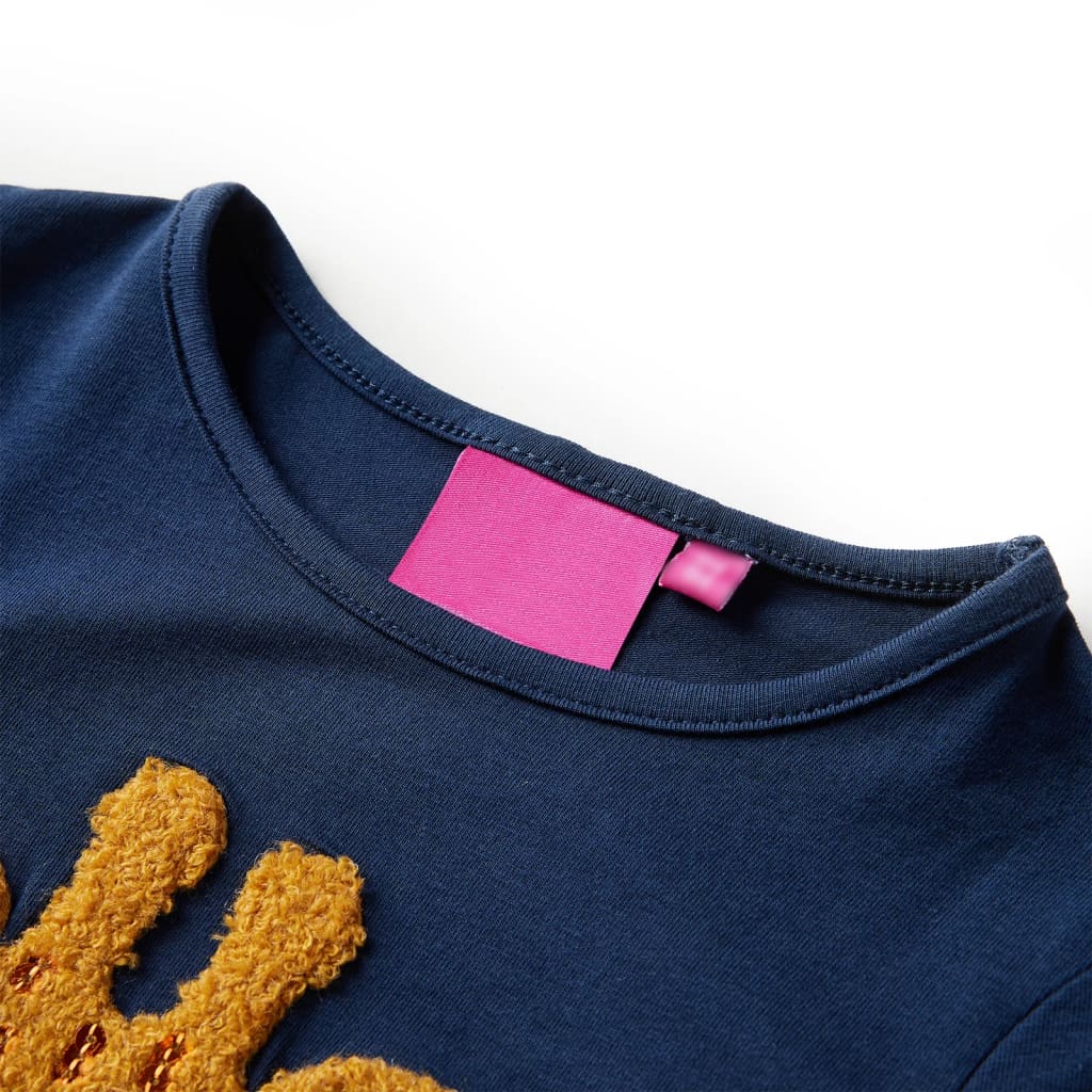 T-shirt med långa ärmar för barn marinblå 92