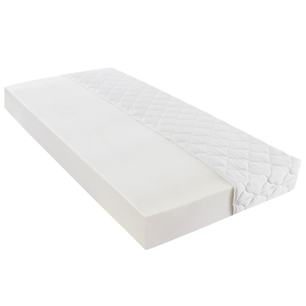 vidaXL Säng med madrass vit konstläder 90x200 cm