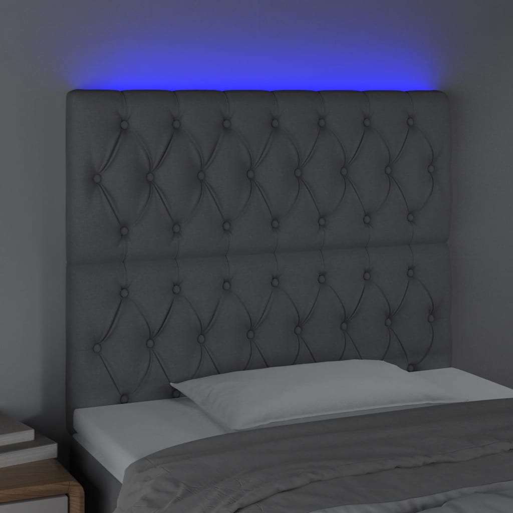 vidaXL Sänggavel LED ljusgrå 90x7x118/128 cm tyg