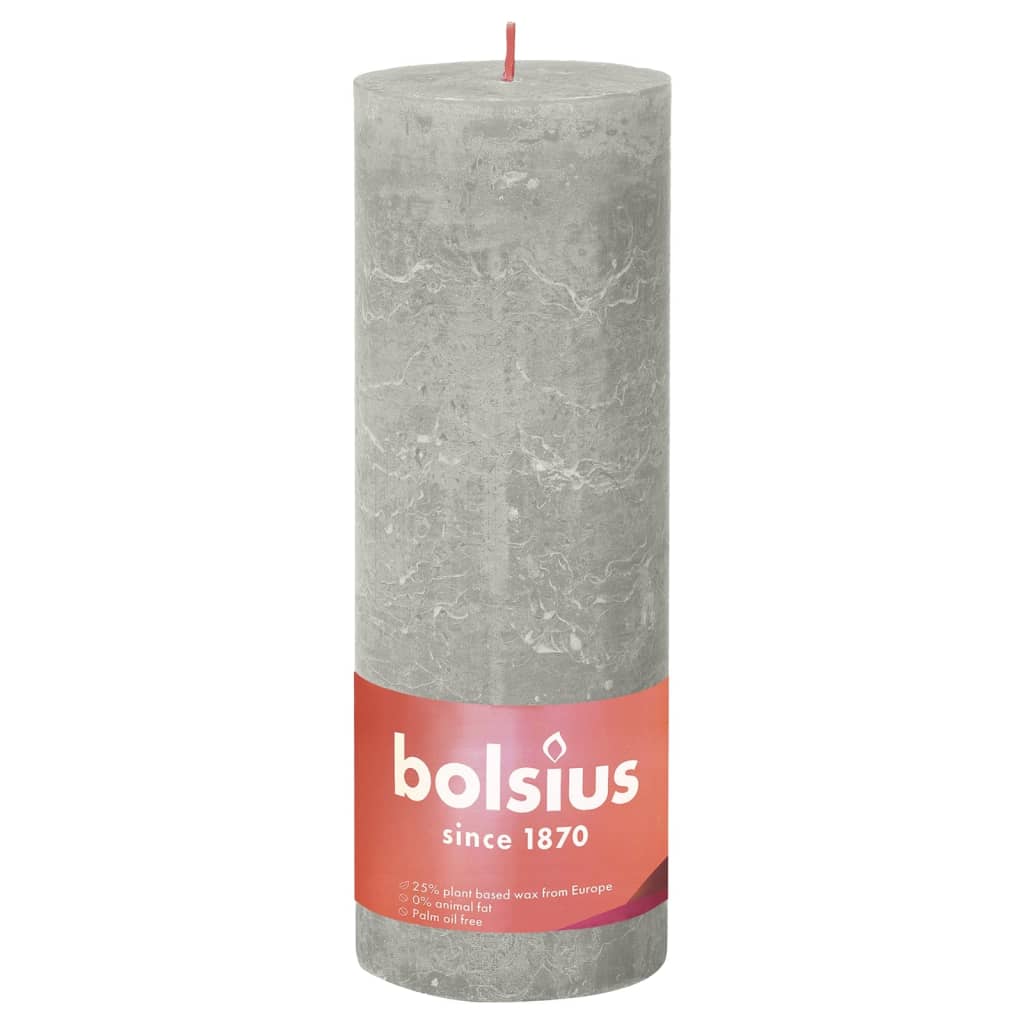 Bolsius Rustika blockljus 6-pack 190x68 mm sandgrå