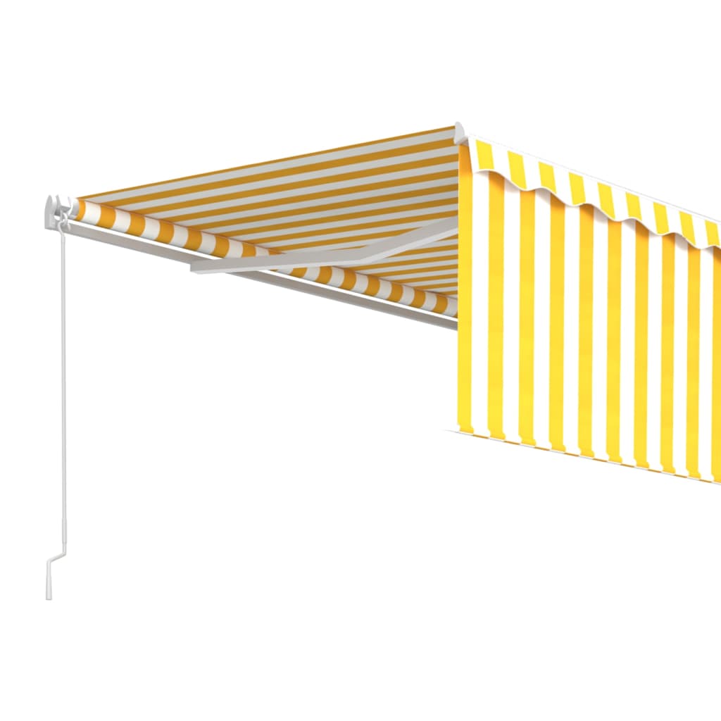 vidaXL Manuell markis med rullgardin 4x3 m gul och vit