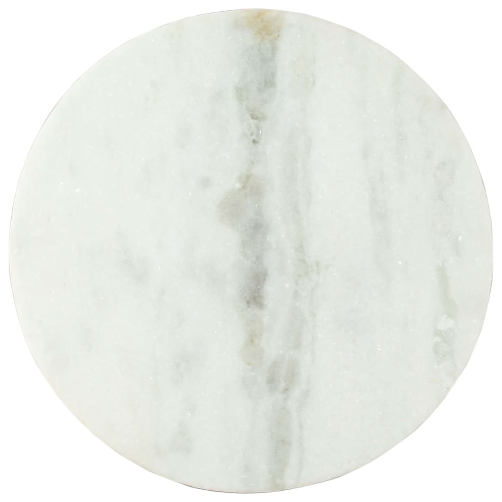 vidaXL Soffbord vit och svart Ø50 cm massiv äkta marmor