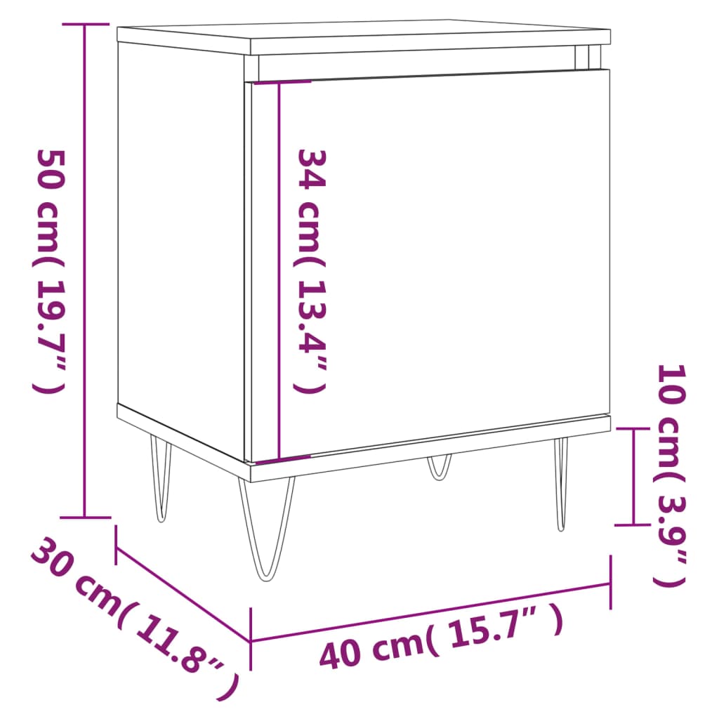 vidaXL Sängbord sonoma-ek 40x30x50 cm konstruerat trä