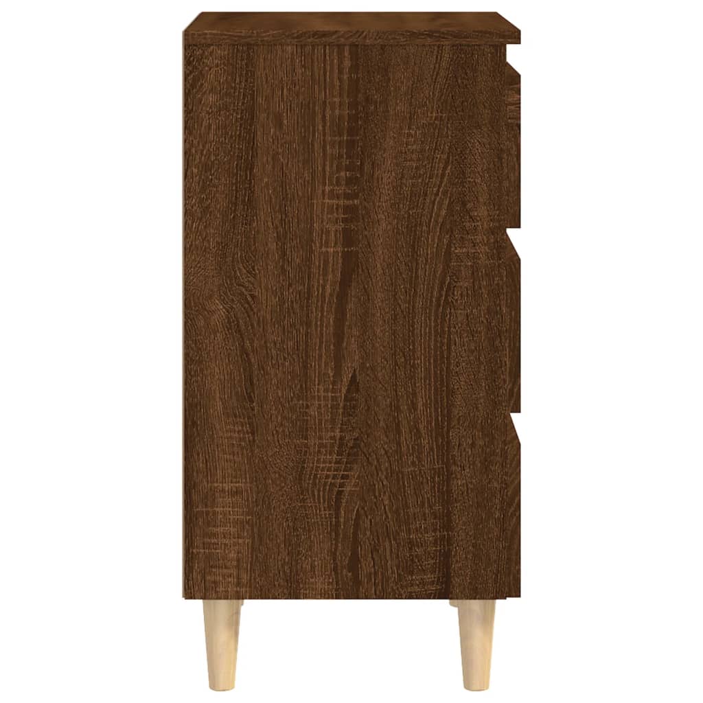 vidaXL Sängbord med ben i massivt trä 2 st brun ek 40x35x69 cm