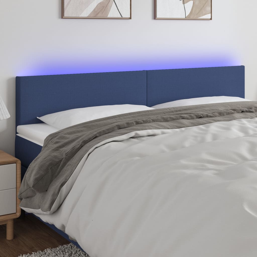 vidaXL Sänggavel LED blå 200x5x78/88 cm tyg