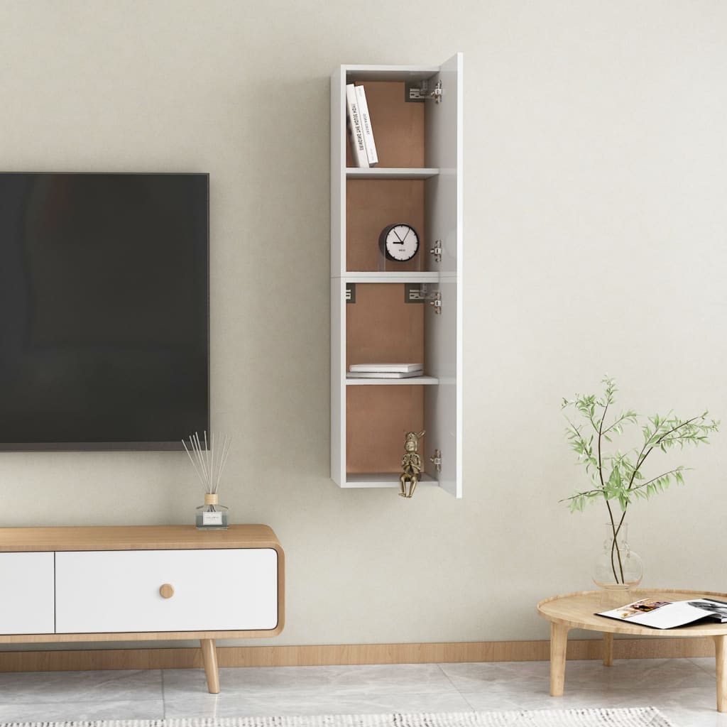 vidaXL TV-skåp 2 st vit högglans 30,5x30x60 cm konstruerat trä