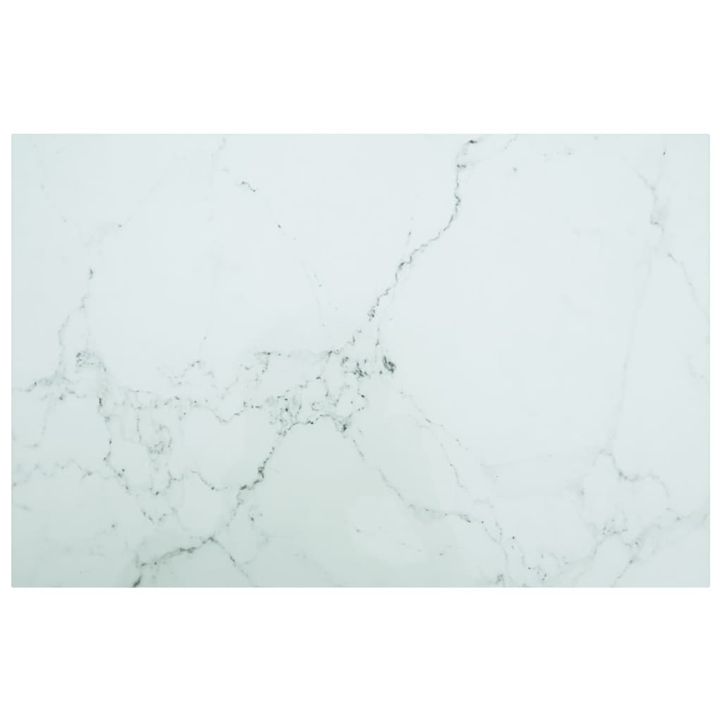 vidaXL Bordsskiva vit 100x62 cm 8 mm härdat glas med marmortextur
