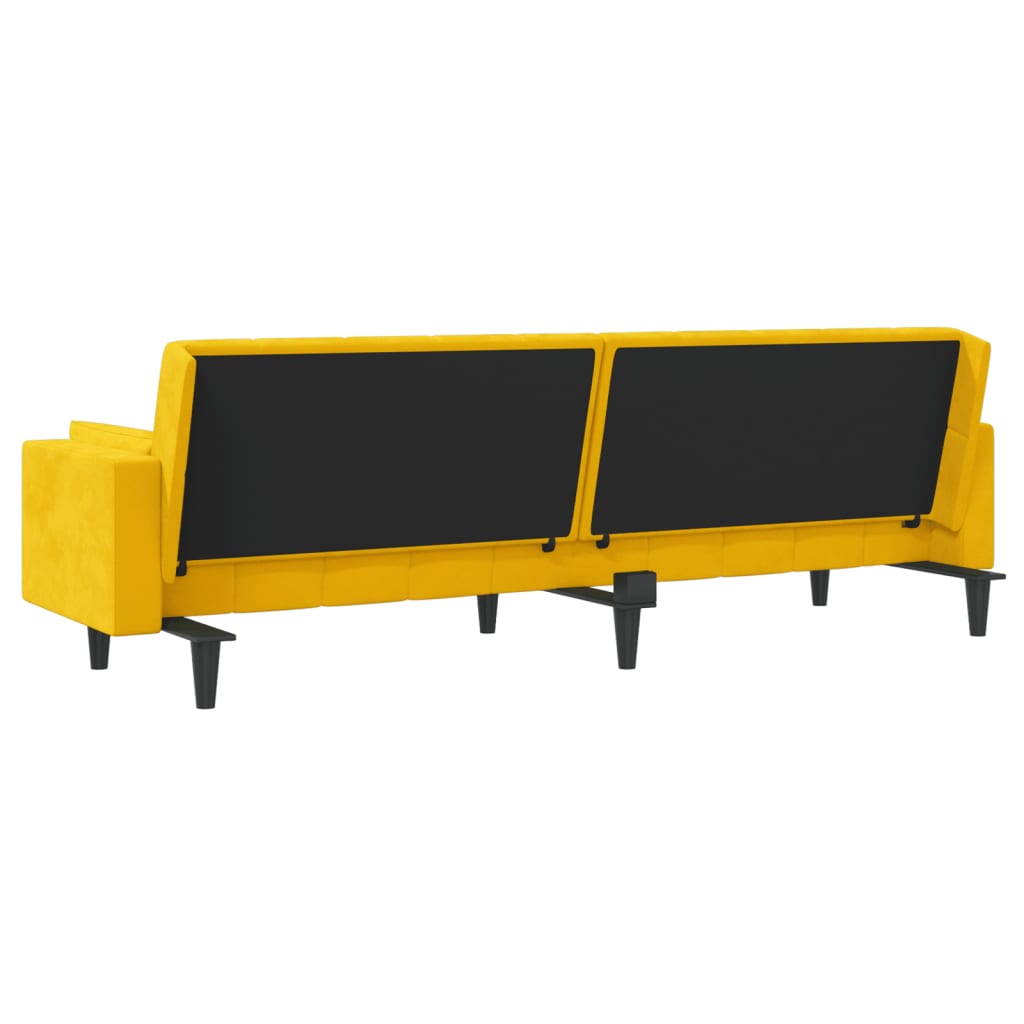 vidaXL Bäddsoffa 2-sits med två kuddar gul sammet