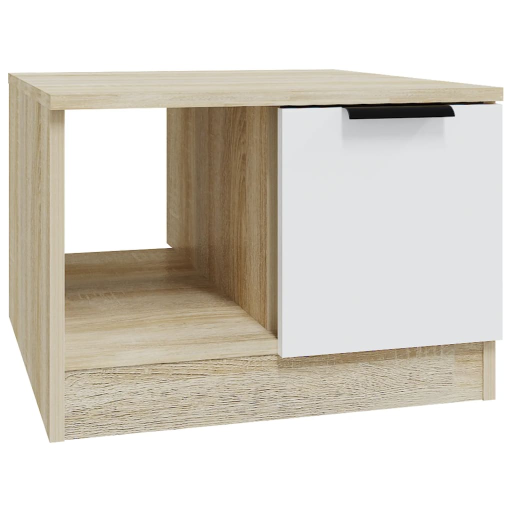 vidaXL Soffbord vit och sonoma-ek 50x50x36 cm konstruerat trä