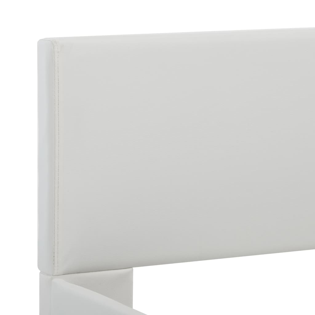 vidaXL Sängram med LED vit konstläder 100x200 cm