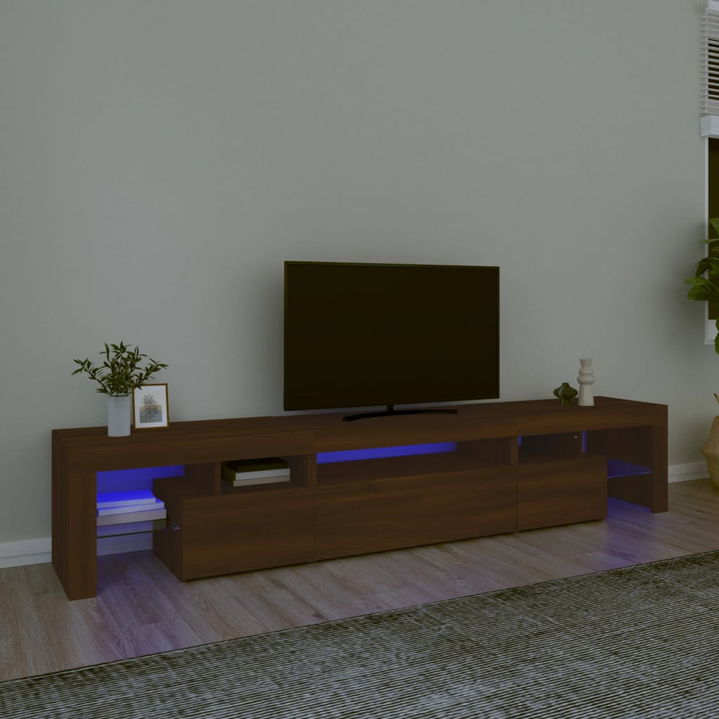 vidaXL Tv-bänk med LED-belysning brun ek 215x36,5x40 cm