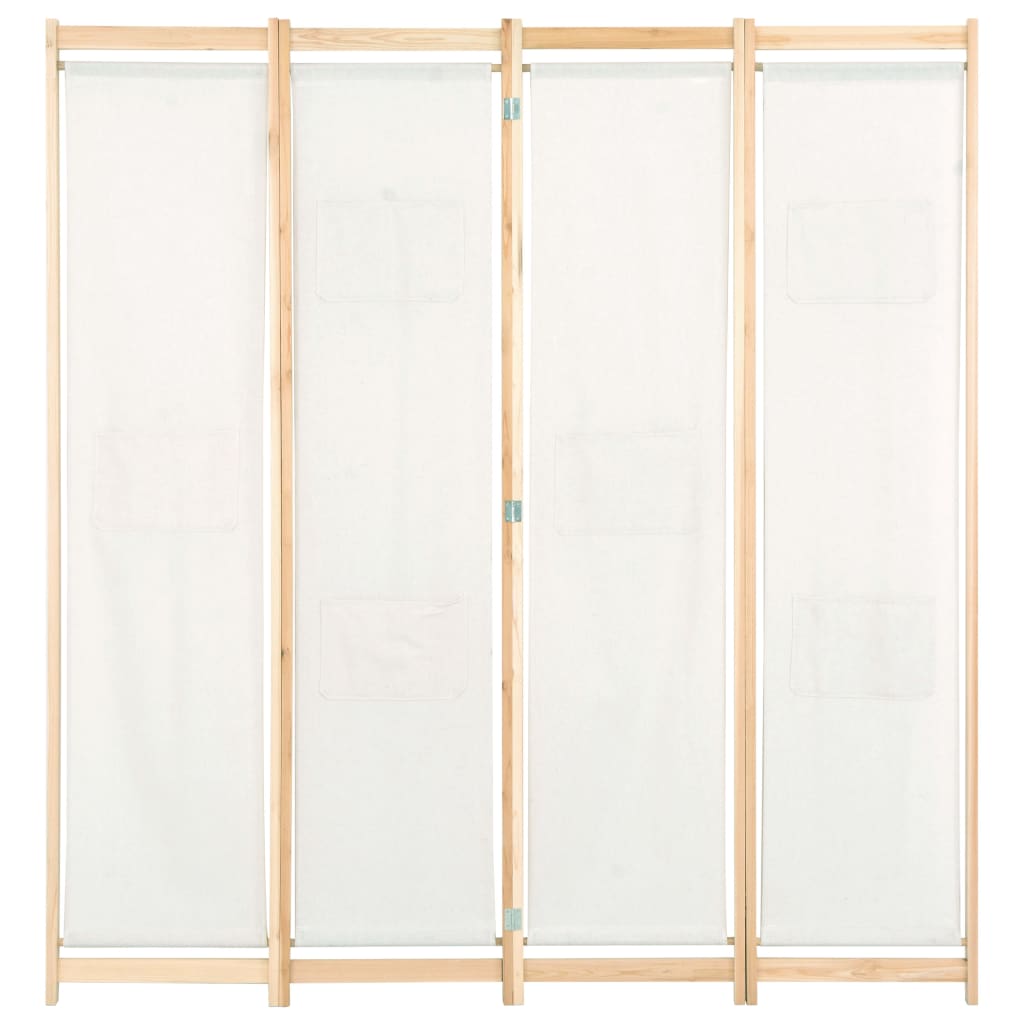 vidaXL Rumsavdelare 4 paneler 160x170x4 cm gräddvit tyg